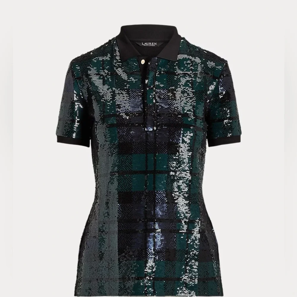 LAUREN RALPH LAUREN Plaid Sequined Polo Dress, XS Small NWT - Picture 6 of 11